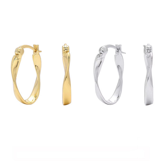 Silver  Infinity Twist Oval Hoops