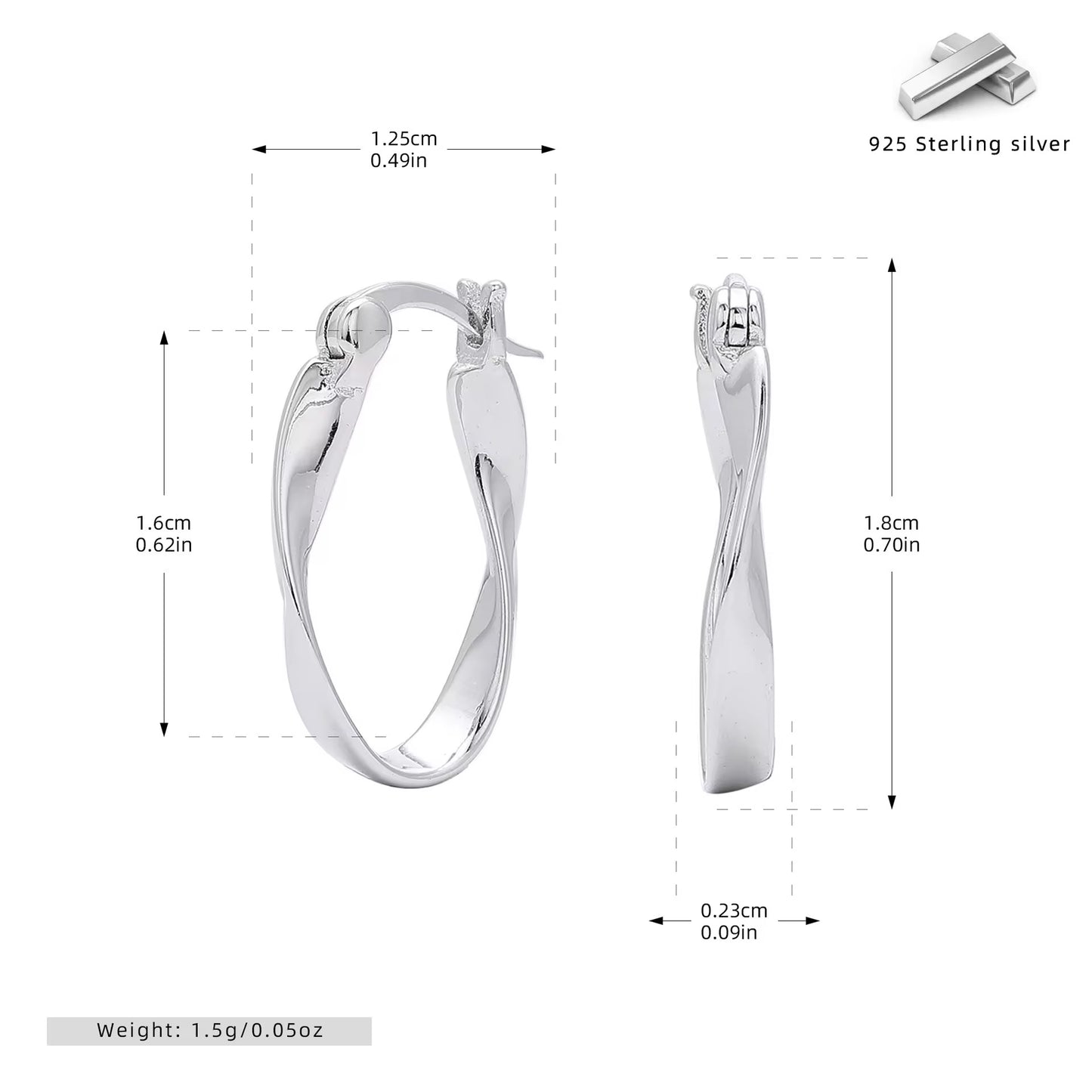 Silver  Infinity Twist Oval Hoops