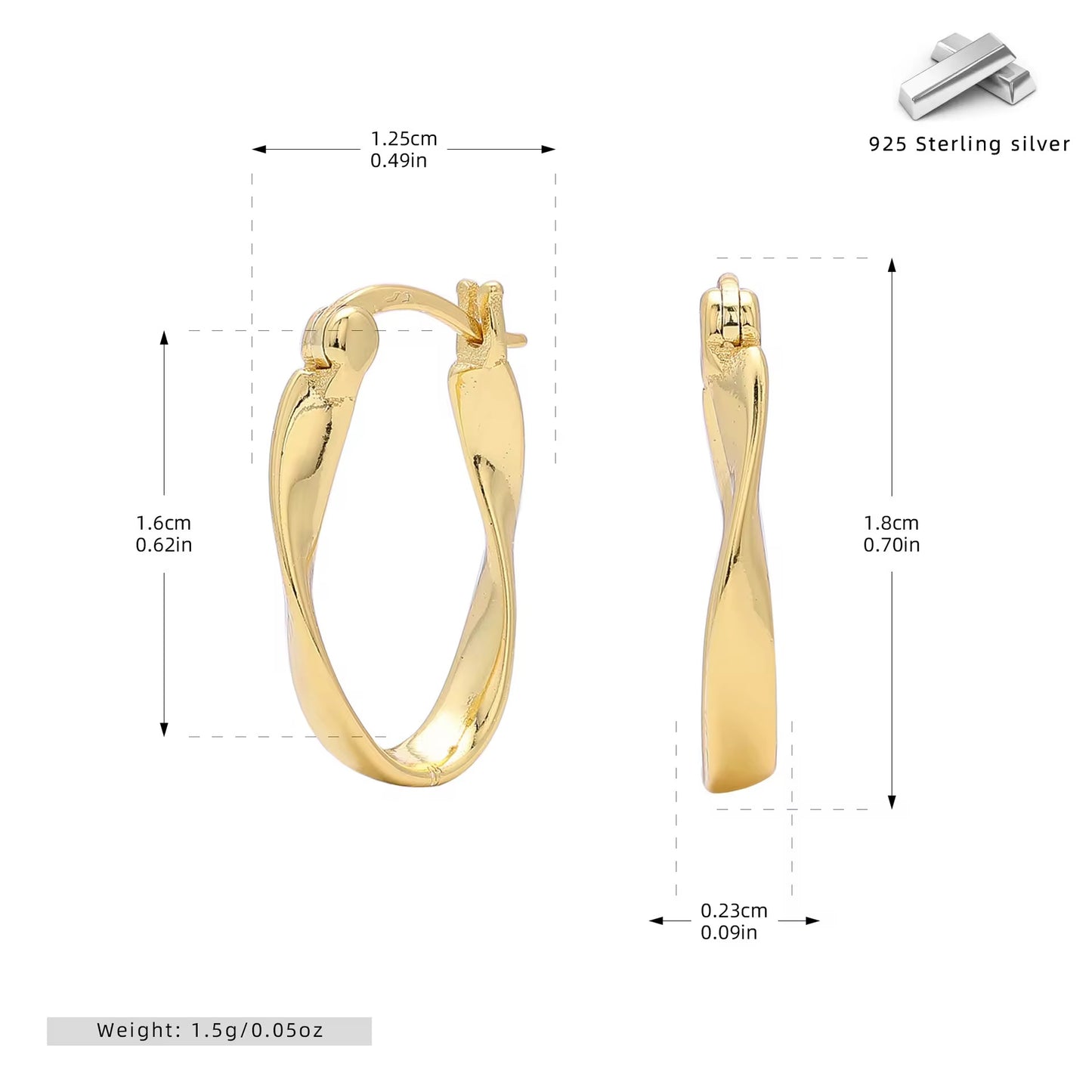 Silver  Infinity Twist Oval Hoops