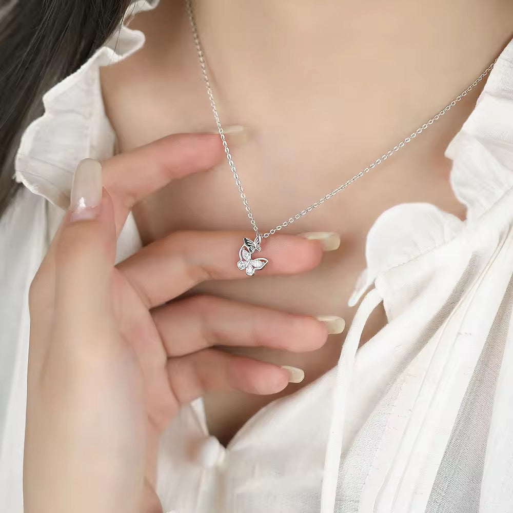 Silver Twin Butterfly Necklace