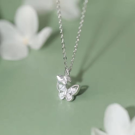 Silver Twin Butterfly Necklace