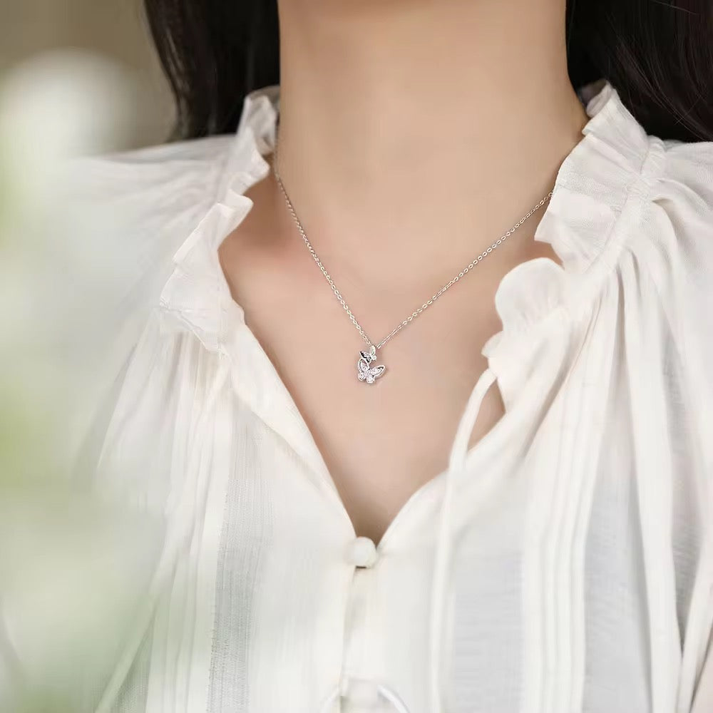 Silver Twin Butterfly Necklace
